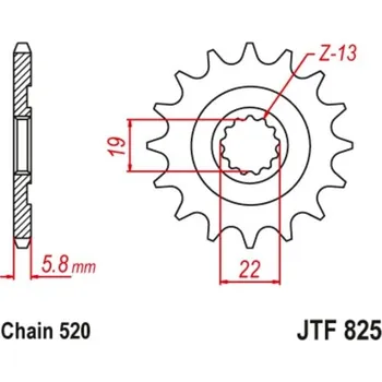 Řetězová sada pro motocykl Řetězové kolečko JT JTF 825-13 13 zubů, 520 HUSQVARNA TC 250 2009-2010