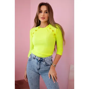 Dámská halenka Halenka s ozdobnými knoflíky žlutá neon Kesi kaki 3107955