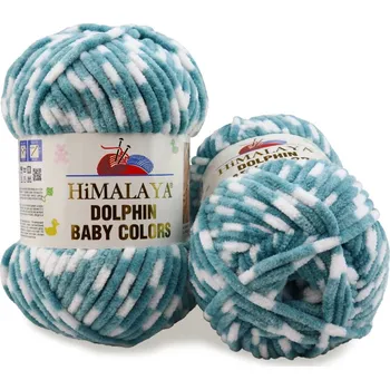 Příze Himalaya příze Dolphin Baby Colors 80436 lesní zelená s bílou