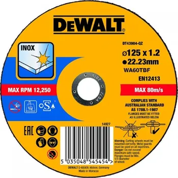 Řezný kotouč DEWALT DT43904 Řezný kotouč na nerezovou ocel 125X1,2X22,2