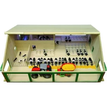 Dřevěná hračka Kids Globe dřevěný model - Velká stáj pro skot 730x600x270 mm