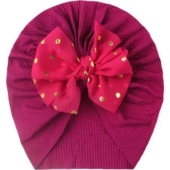 Čepice Dětský turban s mašličkou pro novorozence | dětská čepička, novorozenecká čepice - fialově červená