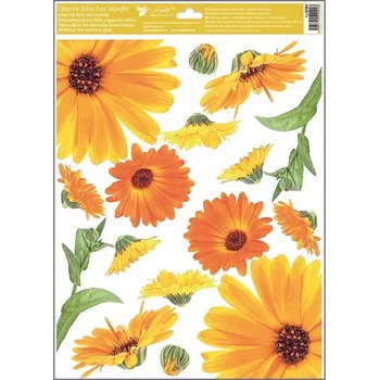 Okenní dekorace Anděl Okenní fólie rohová s květy 30 x 42 cm 6781 Typ: 1. MĚSÍČEK