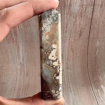 Achát krajkový špice - obelisk 17 cca 1,8 x 8,5 cm, 71 g