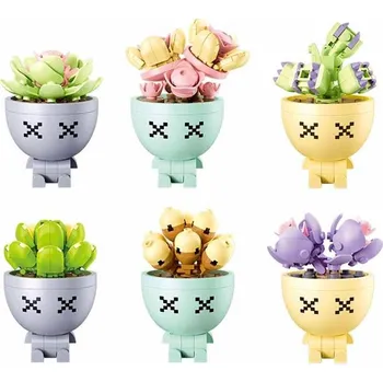 Stavebnice Sluban Flowers M38-B1076 Sukulenty v květináči Displej 6 ks