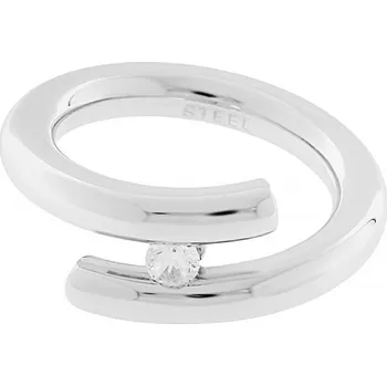 Souprava šperků MPM Dámský ocelový nerezový prsten se zirkonem 6503 (velikost 58) - stříbrné barvy