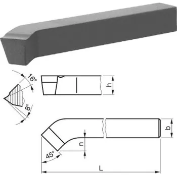 Sada nářadí STROJÍRNY POLDI 223520 10x10 - Nůž soustružnický 10x10x 90mm ubírací ohnutý pravý , RO rychlořezná ocel