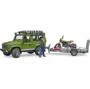 autíčko Land Rover Defender,přepravník, figurka, motocykl Bruder 02589
