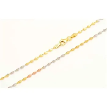 Řetízek Stříbrný tříbarevný zlacený řetízek 45 cm STRR0574F