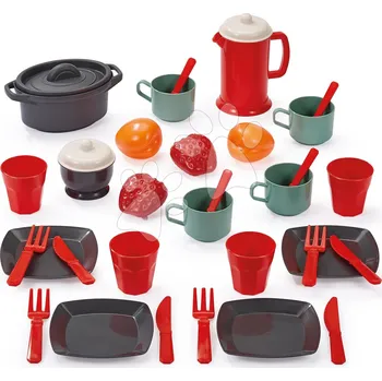 Dětská kuchyňka Jídelní souprava v dóze 100% Chef Écoiffier 34 doplňků s kávovarem a ovocem od 18 měsíců