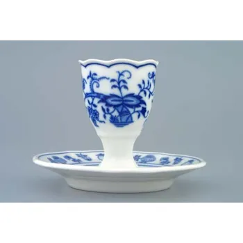 Cibulák kalíšek na vejce s podstavcem 10 cm originální cibulákový porcelán Dubí, cibulový vzor,