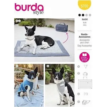 Střih Burda žlutý 5702 - šátek a kabátek pro psa, cestovní pelíšek, hračka