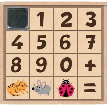 Dětské razítko Créa Lign Dřevěná razítka Zvířata a čísla 15 ks