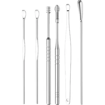 Čistič uší Sada nerezových nástrojů na čištění uší | čistič uší, nástroje do uší - 6Pcs-Opp bag