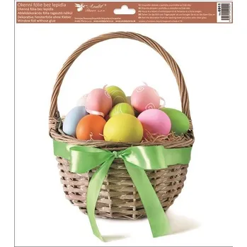 Okenní dekorace Anděl Okenní fólie barevné košíky s vajíčky 30 x 33,5 cm 6911 Typ: 3. KOŠÍK SE ZELENOU MAŠLÍ