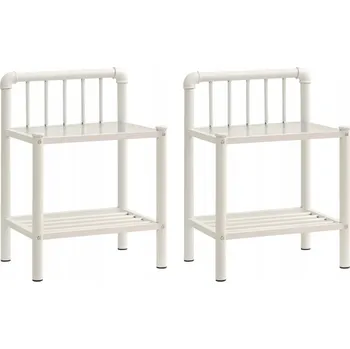 Noční stolek Noční stolky, 2 ks, bílo-průhledné, kov a