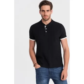 Ombre Clothing Pohodlná trendy černá polokošile V8 TSCT-0156