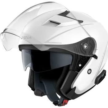 Helma na motorku Přilba s headsetem outstar s, sena (lesklá bílá, vel. m)