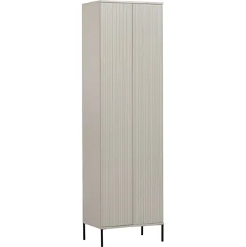 Šatní skříň WOOOD Šedobéžová dřevěná skříň Gravia 210 x 60 cm