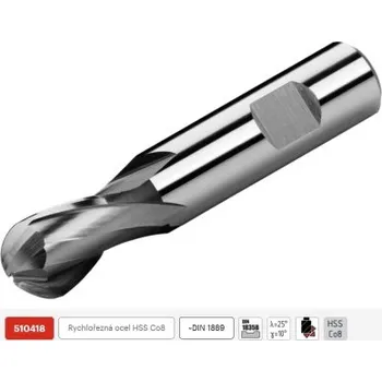 Příslušenství k frézce ZPS FN 510418.200 - Fréza na kov pr. 20 x 22/ 88 mm kopírovací s půlkruhovými břity krátká, 2-břitá, HSS-Co8