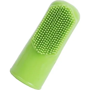Péče o psí chrup Kartáček na prst | zubní kartáček pro psy a kočky - Zelená