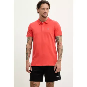 Bavlněné polo tričko Tommy Jeans oranžová barva, DM0DM20676 23X, vel. M
