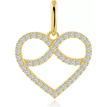 Přívěsek Přívěsek ze žlutého zlata 585 - srdce se symbolem nekonečna, čiré zirkony