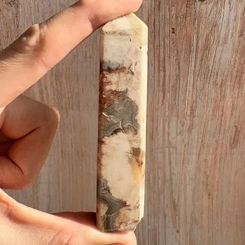 Achát krajkový špice - obelisk 27 cca 2,1 x 9,9 cm, 136 g