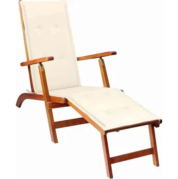 Zahradní nábytek vidaXL Zahradní křeslo s podnožkou a poduškou masivní akácie [3064021] Barva: krémová