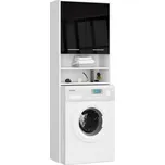 Koupelnová skříňka nad pračku FIN - bílá / černá lesklá 180x64cm