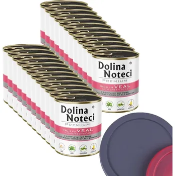 Krmivo pro psa Dolina Noteci PREMIUM bohatá na telecí maso se zeleným hráškem 24x800g + 2ks víka na plechovky ZDARMA
