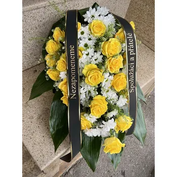 Smuteční dekorace Smuteční kytice Klasik, žluté růže Střední, 10 růží - rozvoz Praha