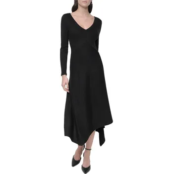 Dámské šaty ŠATY DKNY L/S WIDE RIB KNIT DR BLACK