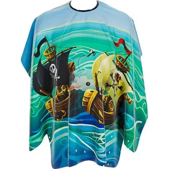 BARBERTIME Pirate Ships Child Cape - dětská barber pláštěnka pirátské lodě - modrá