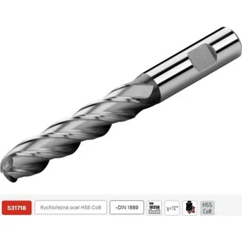 Fréza ZPS FN 531718.100 - Fréza na kov pr. 10 x 45/ 95 mmm kopírovací s půlkruhovými břity dlouhá, 4-břitá, HSS-Co8