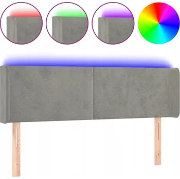 LED Čelo postele Samet 147x78 Světle šedá
