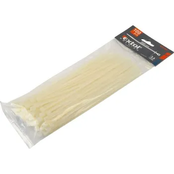 Izolační páska Extol Premium 8856105 Pásky stahovací na kabely bílé, 140x3,6mm, 100ks