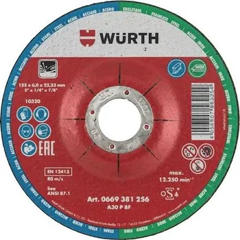 Brusný kotouč Würth 0669381256 Kotouč brusný 125x6x22,2 mm