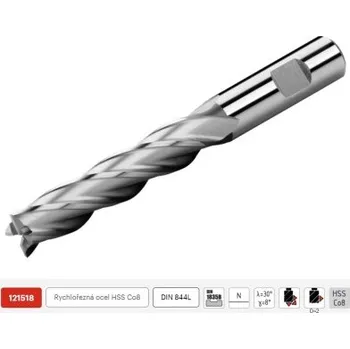 Fréza ZPS FN 121518.200 - Fréza na kov pr. 20 x 75/141 mm válcová čelní dlouhá, 4-břitá nesouměrná, HSS-Co8