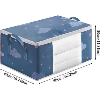 Úložný box Velká skládací úložná taška s víkem na oblečení a peřiny | Úložné vaky na peřiny - 60x40x30cm-173