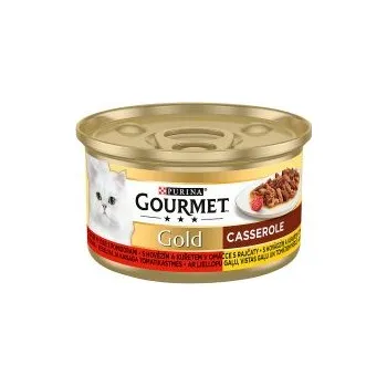 Pro kočku Gourmet gold 85 g hovězí+kuře v rajčatové omáčce