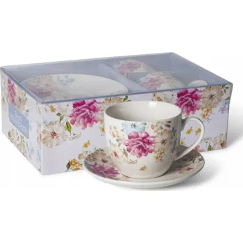 LIVELLO SADA 2 PORCELÁNOVÝCH ŠÁLKŮ S PODŠÁLKY 250 ML / 14 CM KVĚTINY