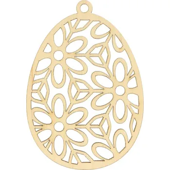 Velikonoční dekorace Natana dřevěné vajíčko s motivem květin 6x9cm