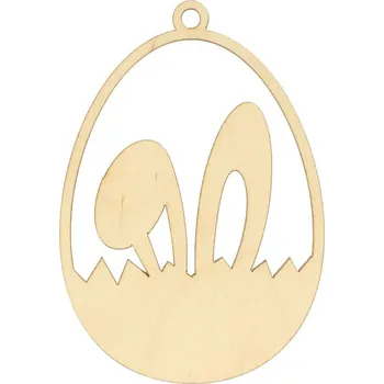 Velikonoční dekorace Natana dřevěné vajíčko s ušima 6x9cm