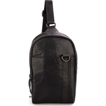 Městský batoh Kožený černý batoh s jedním popruhem SPIKES & SPARROW