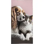 Plážová osuška, Pejsek a kočička, 70 x 140 cm