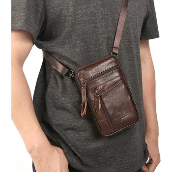 Pánská kožená crossbody taška | kabelky pro muže - hnědý