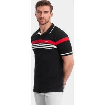 Pánské tričko Ombre Clothing Atraktivní černá polokošile V2 POSS-0127