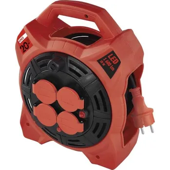 Prodlužovací kabel EMOS P08420 Buben 20 m, 4 zás., guma, 230V, LED reflektorem