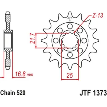 Řetězová sada pro motocykl Řetězové kolečko JT JTF 1373-17 17 zubů, 520 HONDA NC 750 XA ABS DCT 2014-2020